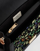 Cathy Black Embroidered Fold Over Bag
