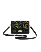 Cathy Black Embroidered Fold Over Bag