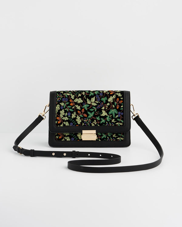 Black Embroidered Crossbody Bag