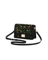 Cathy Black Embroidered Fold Over Bag