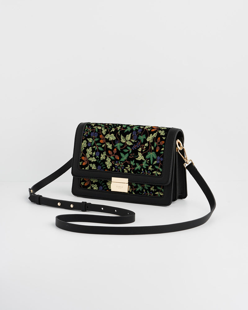 Black Embroidered Crossbody Bag