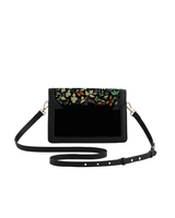Cathy Black Embroidered Fold Over Bag