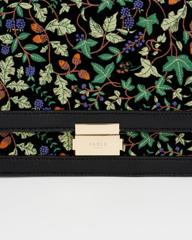 Black Embroidered Crossbody Bag