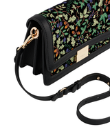Cathy Black Embroidered Fold Over Bag
