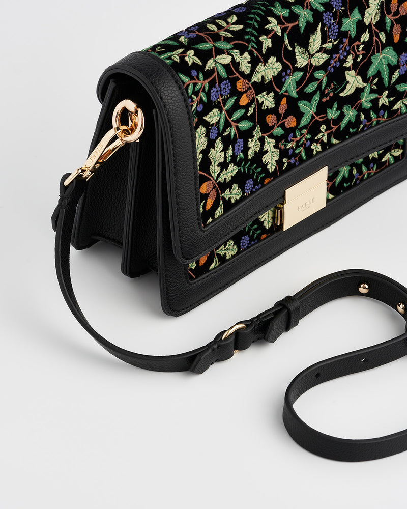 Black Embroidered Crossbody Bag
