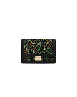 Cathy Black Embroidered Fold Over Bag