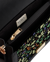 Cathy Black Embroidered Fold Over Bag