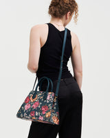 Roses Teal Structured Medium Tote