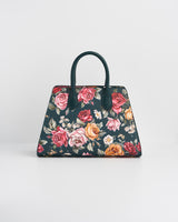Roses Teal Structured Medium Tote
