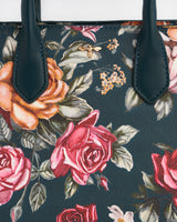 Roses Teal Structured Medium Tote