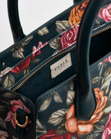 Roses Teal Structured Medium Tote