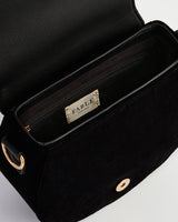 Fox & Owl Embroidered Black Top Handle Saddle Bag
