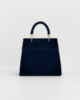Rosy Posy Embroidered Blue Mini Top Handle Tote