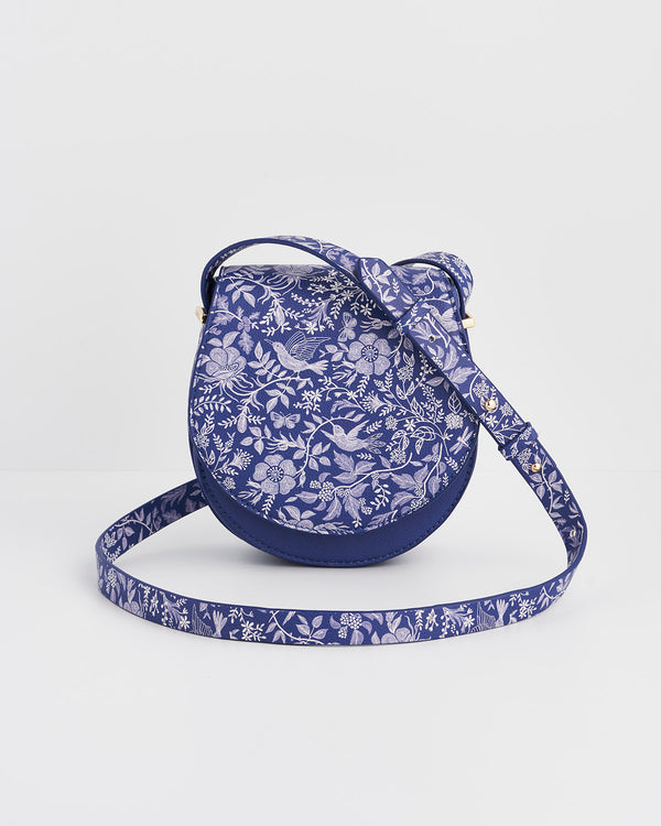 Floral Blue Saddle Bag