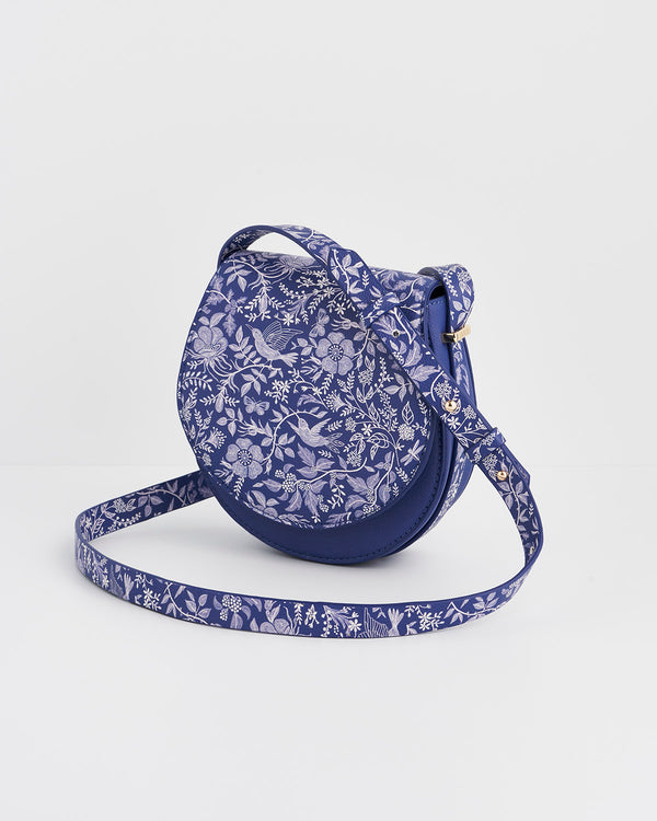 Floral Blue Saddle Bag