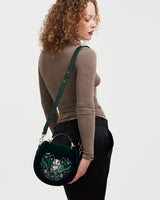 Badger Embroidered Green Top Handle Saddle Bag