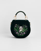 Badger Embroidered Green Top Handle Saddle Bag