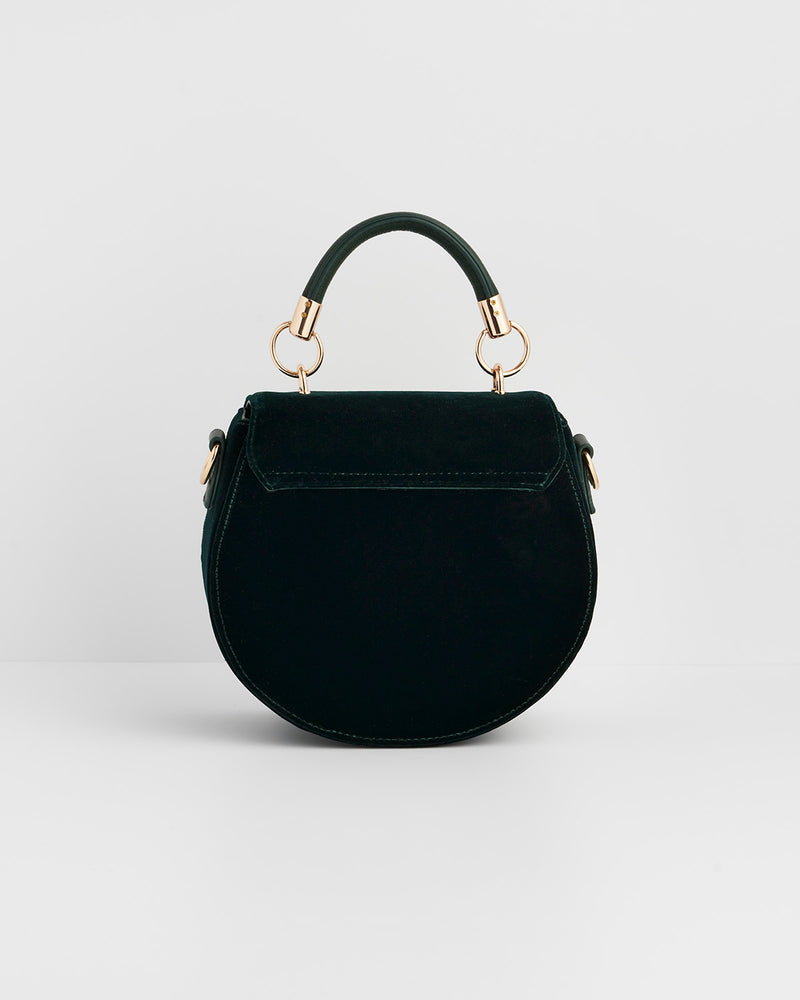 Badger Embroidered Green Top Handle Saddle Bag