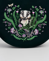 Badger Embroidered Green Top Handle Saddle Bag