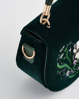 Badger Embroidered Green Top Handle Saddle Bag