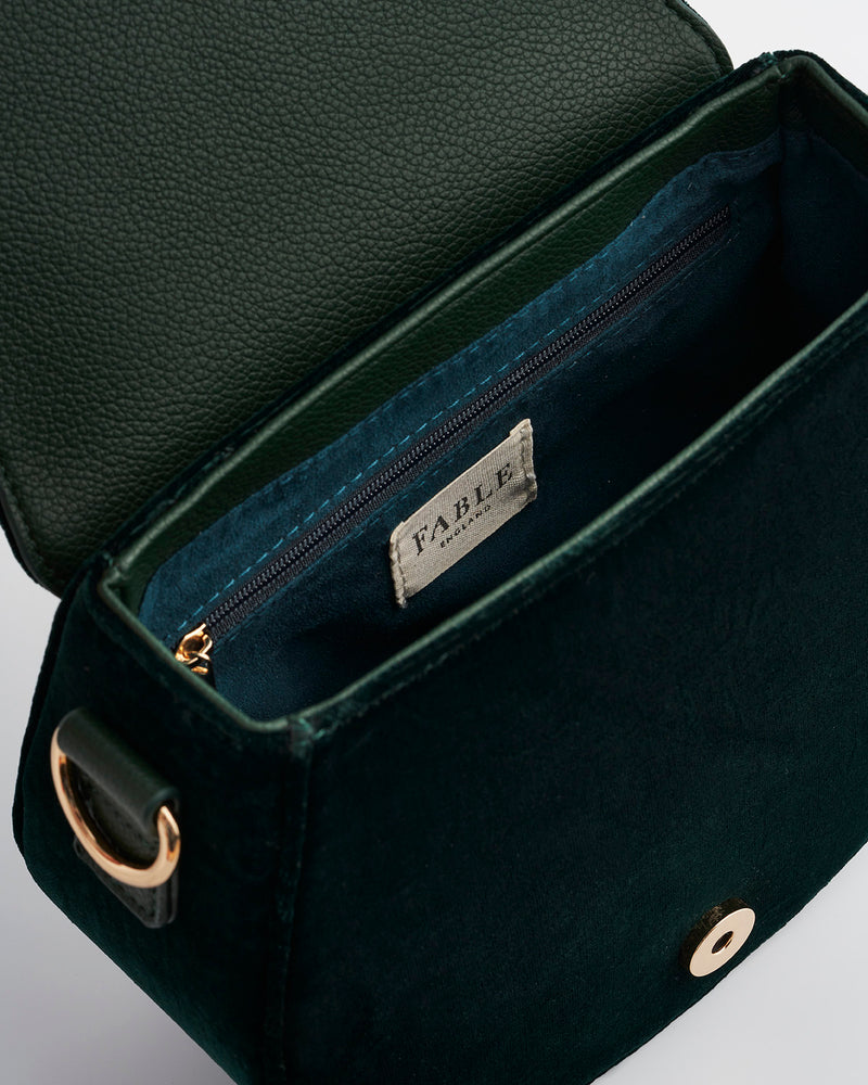 Badger Embroidered Green Top Handle Saddle Bag
