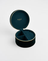 Nocturnal Garden Badger Embroidered Green Circle Jewellery Box