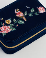 Rosy Posy Embroidered Blue Large Jewellery Box