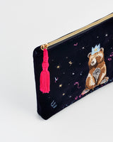 Party Bear Embroidered Blue Medium Pouch
