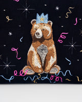 Party Bear Embroidered Blue Medium Pouch