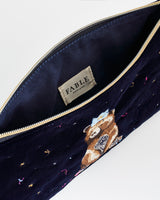 Party Bear Embroidered Blue Medium Pouch
