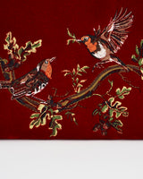 Robin Love Embroidered Red Medium Pouch