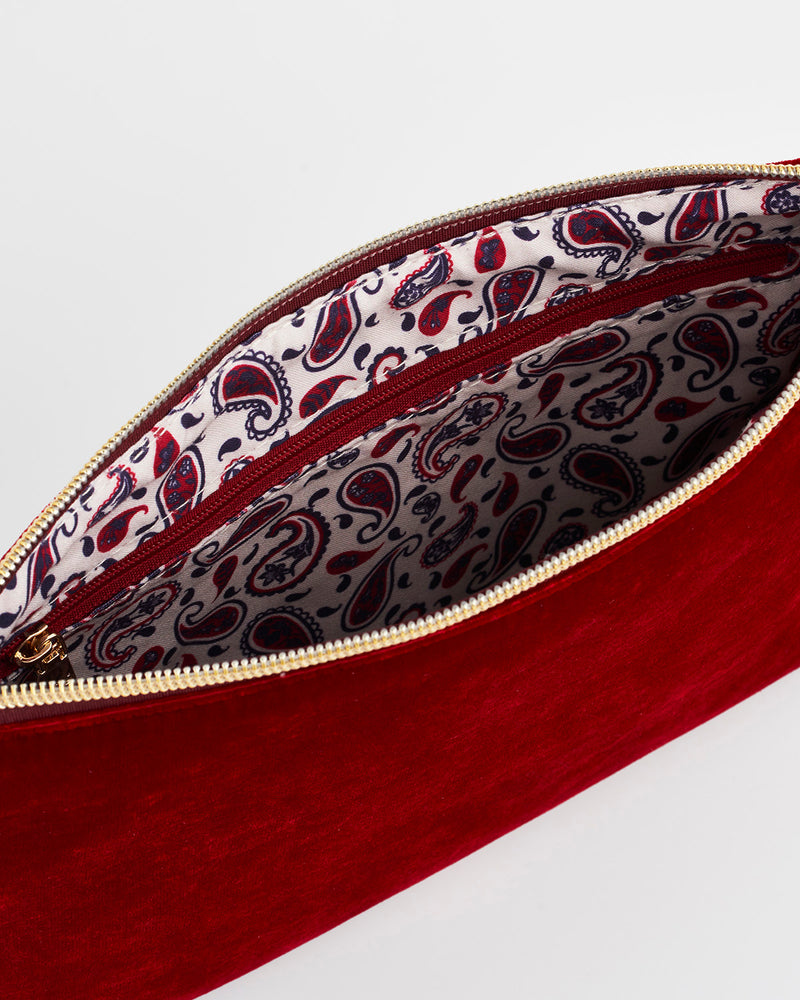 Robin Love Embroidered Red Medium Pouch