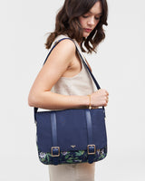 Passion Flower Navy Satchel