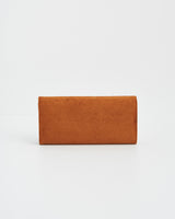 Tan Faux Suede Floral Embroidered Purse