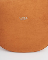 Tan Faux Suede Floral Embroidered Saddle Bag