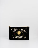 Black Celestial Embroidered Pouch