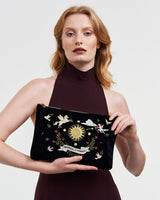 Black Celestial Embroidered Pouch