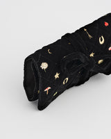 Black Quilted Floral Motif Embroidered Jewellery Roll