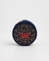 Red Admiral Embroidered Circle Jewellery Box
