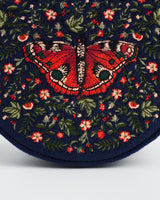 Red Admiral Embroidered Circle Jewellery Box
