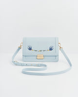 Blue Bird Embroidered Foldover Bag