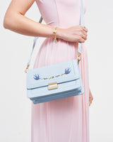Blue Bird Embroidered Foldover Bag