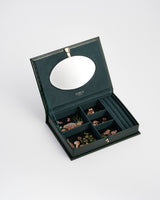 Meadow Scene Embroidered Large Jewellery Box in Forest Green Croc