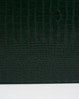 Meadow Scene Embroidered Large Jewellery Box in Forest Green Croc