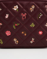 Alice Orla Embroidered Quilted Camera Bag in Burgundy