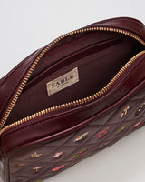 Alice Orla Embroidered Quilted Camera Bag in Burgundy