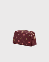 Embroidered Quilted Medium Pouch in Burgundy