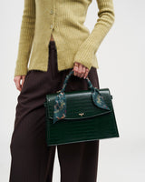 Eliza Top Handle Bag in Forest Green Croc