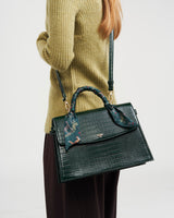 Eliza Top Handle Bag in Forest Green Croc