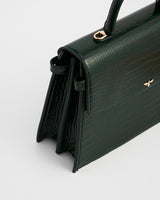 Eliza Top Handle Bag in Forest Green Croc
